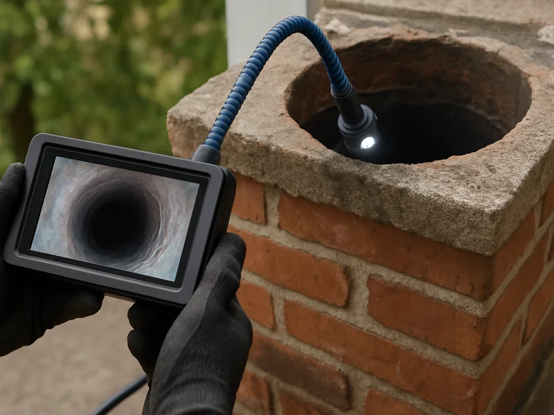 Camera inspection of a chimney flue