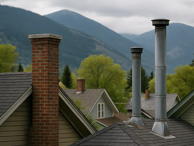 Chimneys on older rooflines in Kalispell, MT